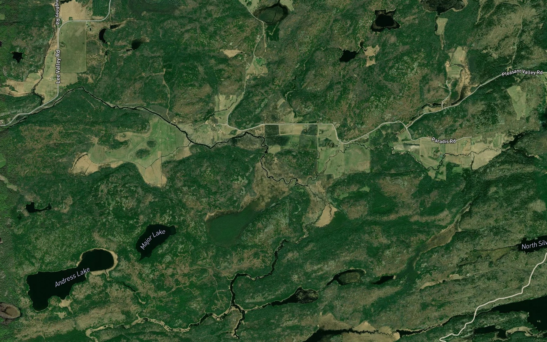 Satellite map of the Bass Creek