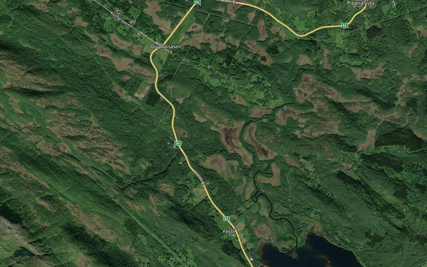 Satellite map of the Kjorlsjokka
