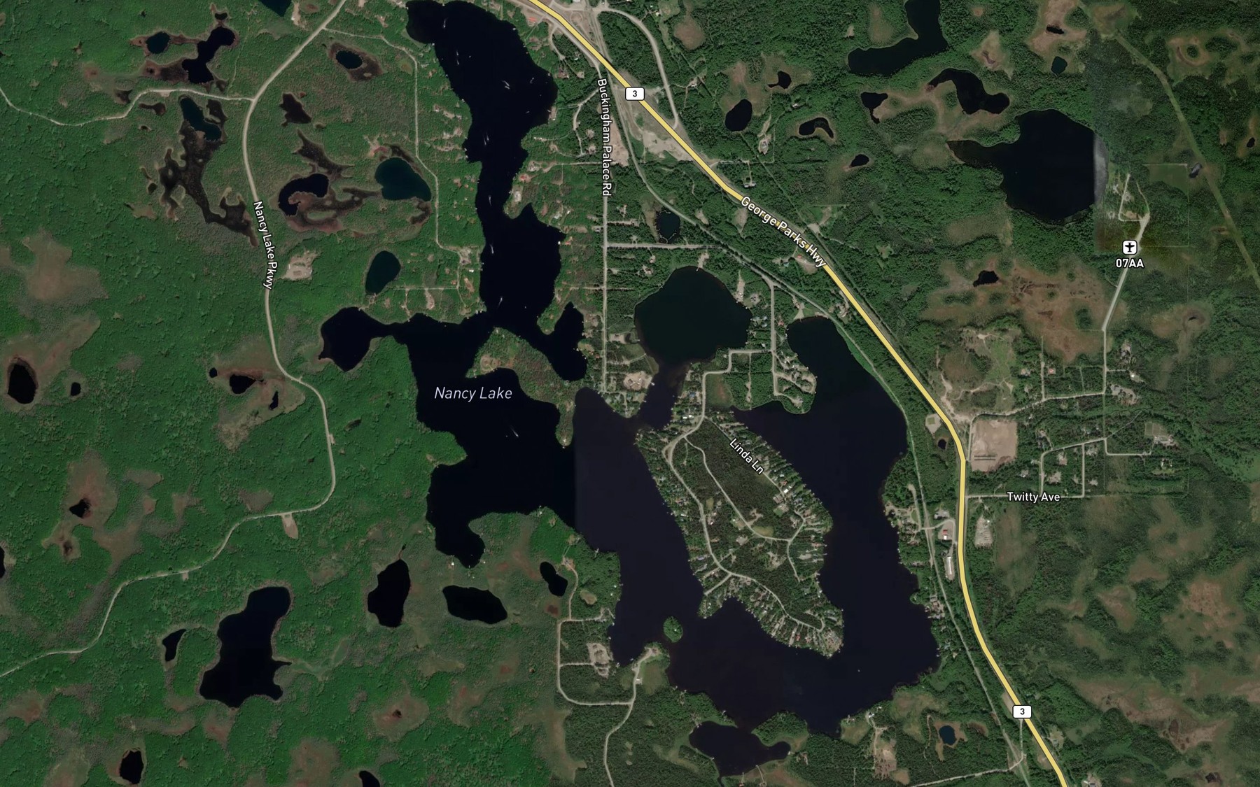 Satellite map of the Nancy Lake