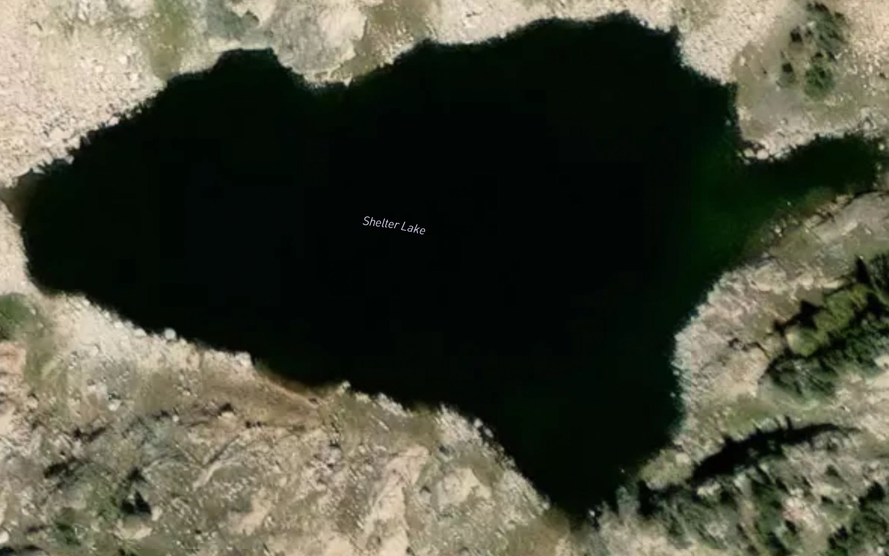 Satellite map of the Shelter Lake