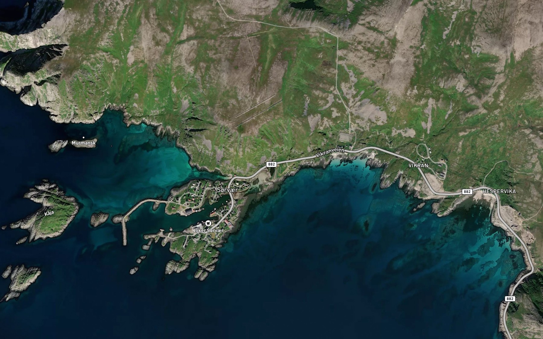 Satellite map of the Tjonna