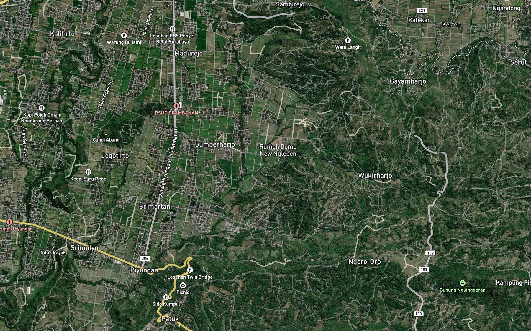 Satellite map of the Kali Nglaran