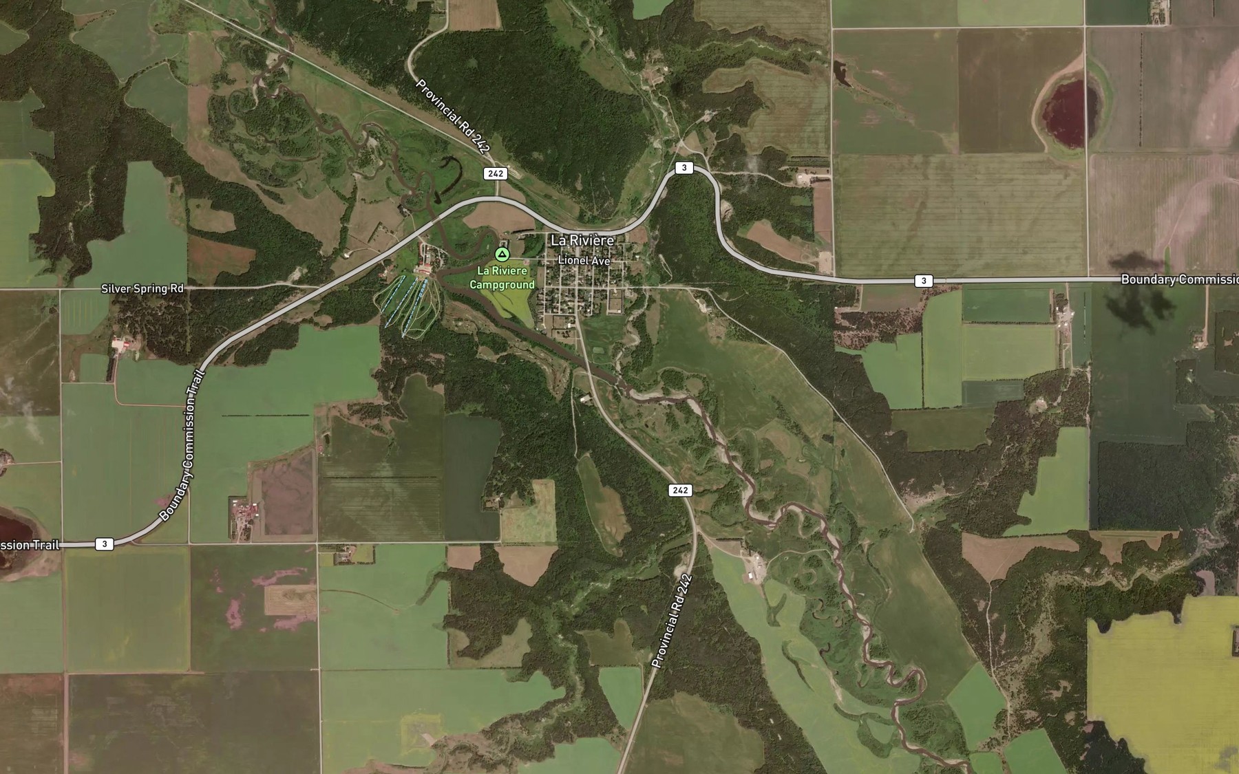 Satellite map of the Mary Jane Creek