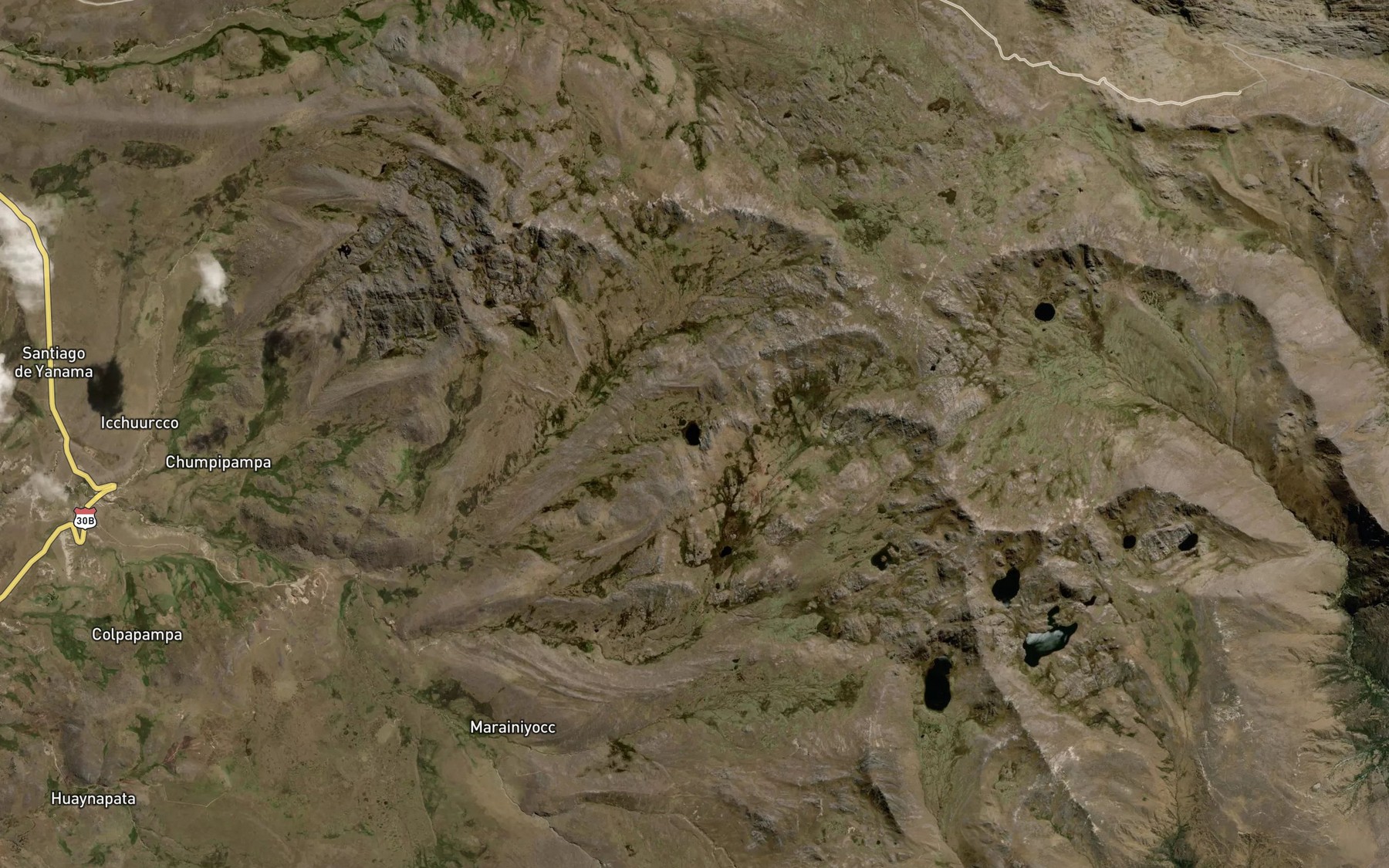 Satellite map of the Laguna Jullpaccocha
