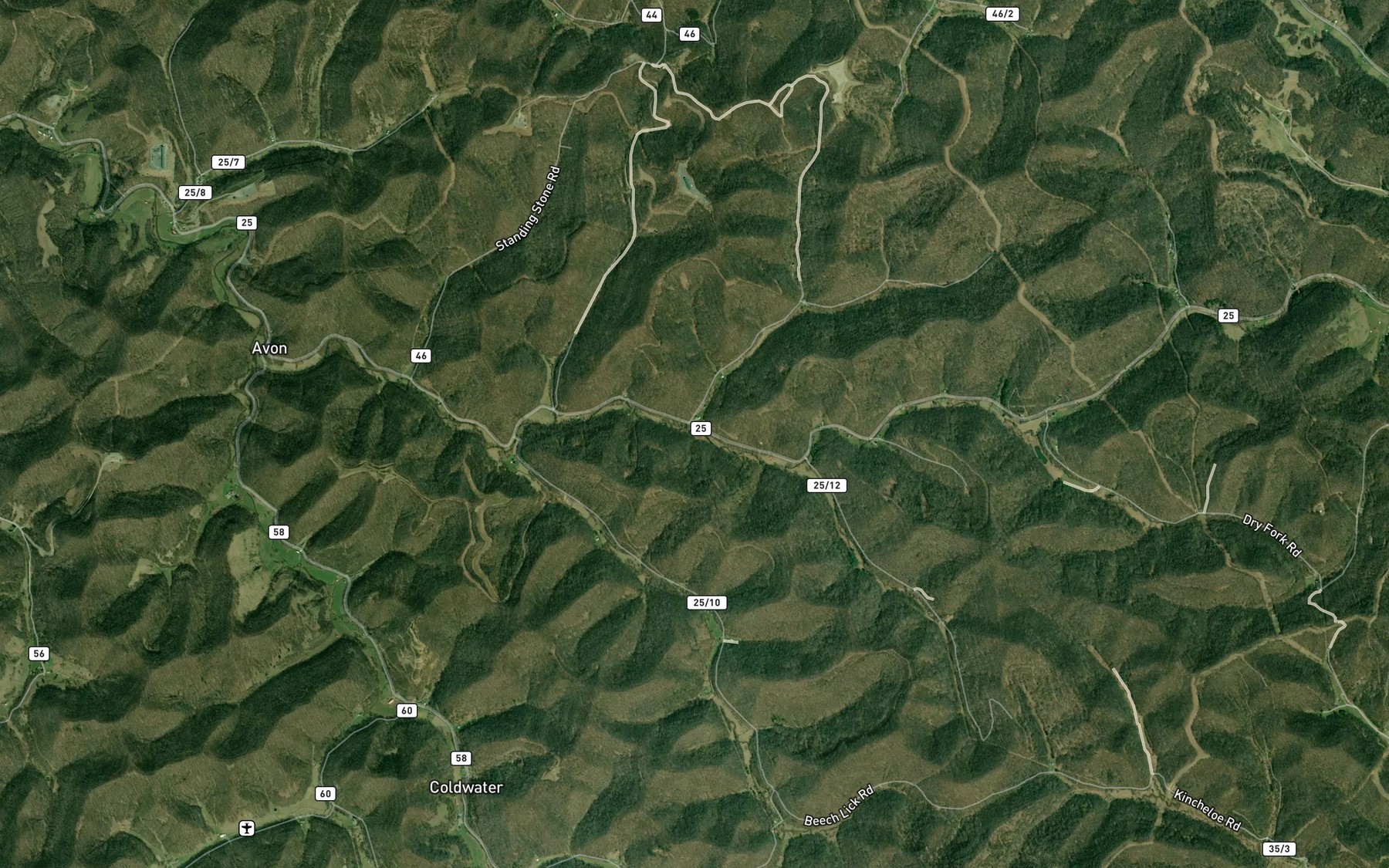 Satellite map of the Johnson Fork