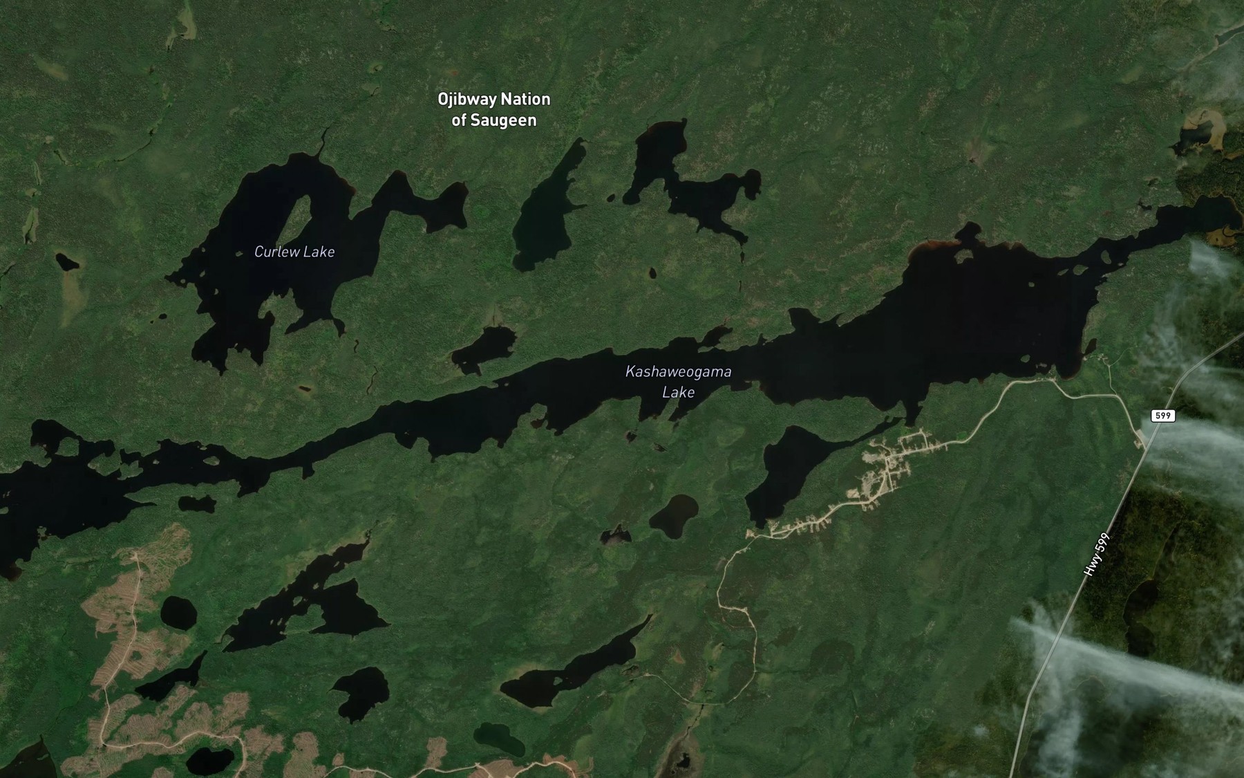 Satellite map of the Kashaweogama Lake