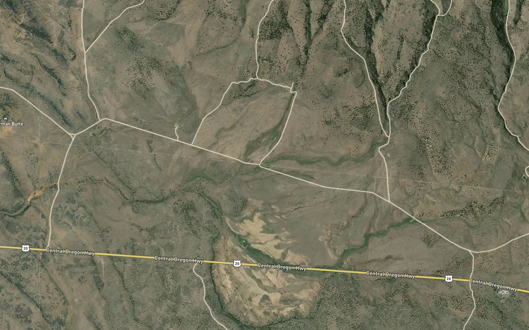 Satellite map of the Powerline Reservoir