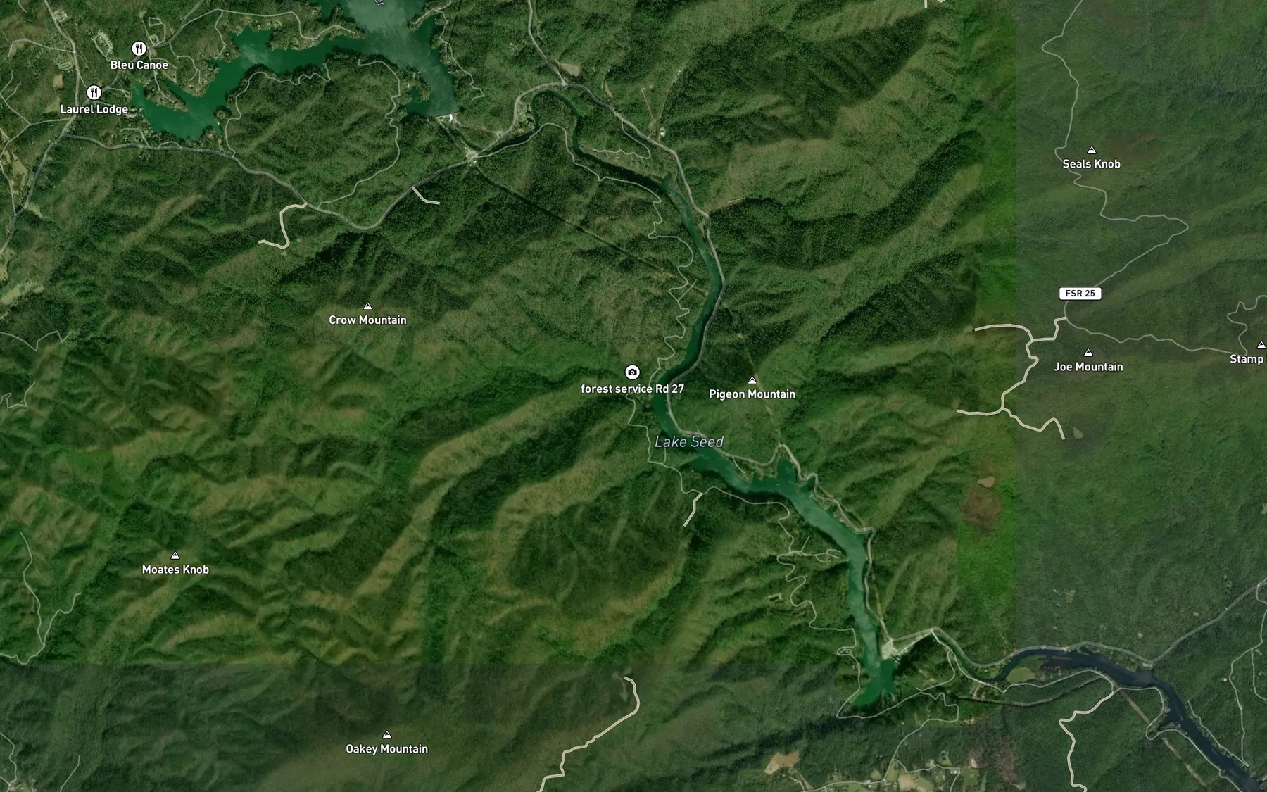 Satellite map of the Slick Shoal Creek