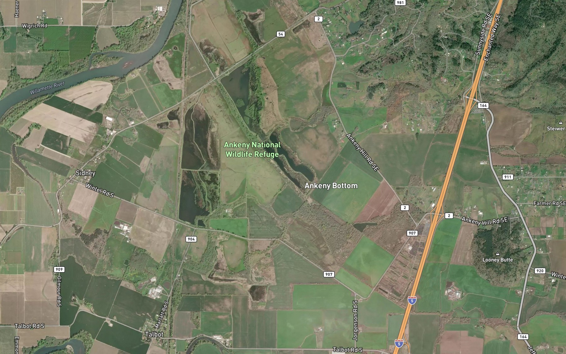 Satellite map of the Sidney Power Ditch