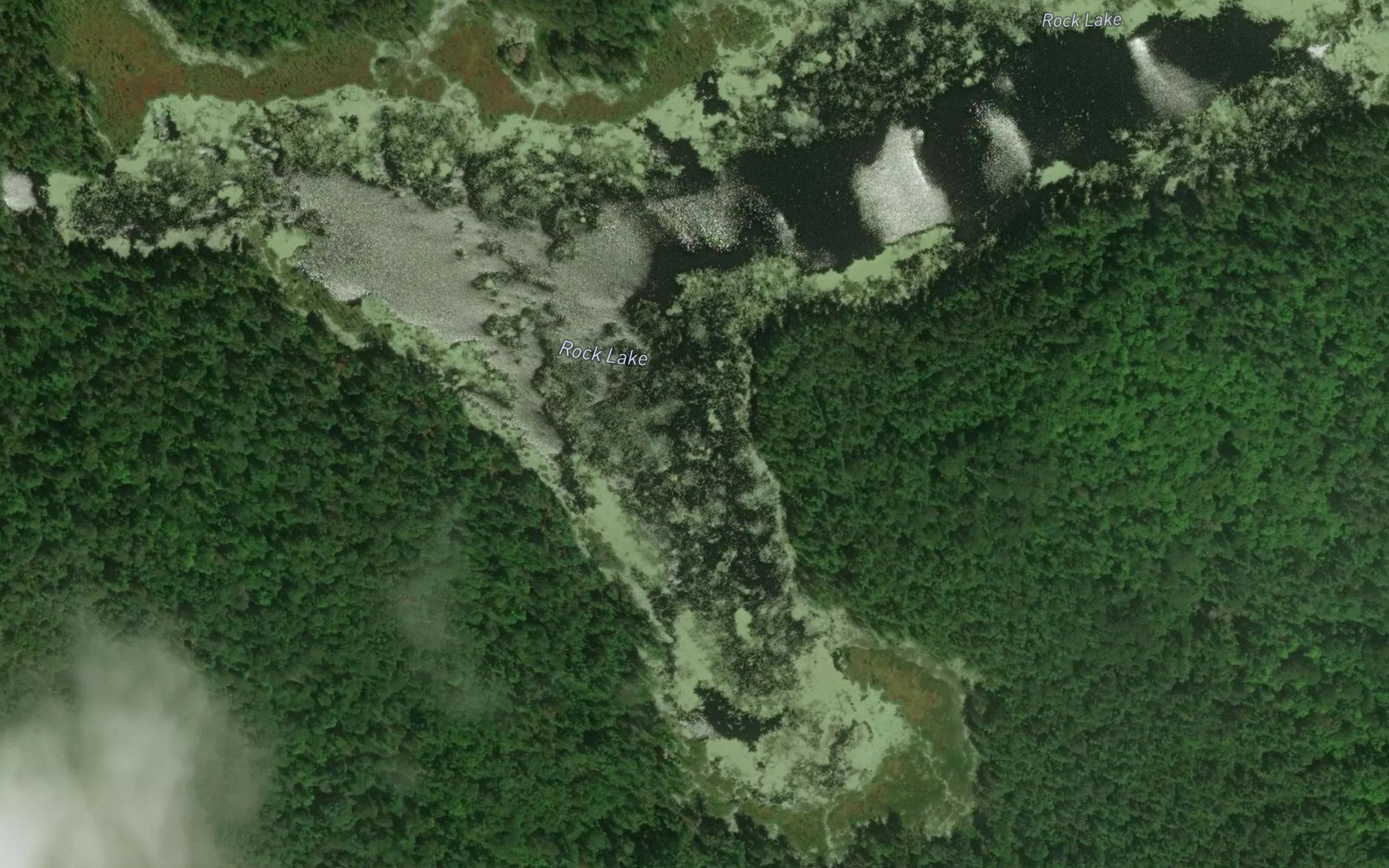 Satellite map of the Rock Lake