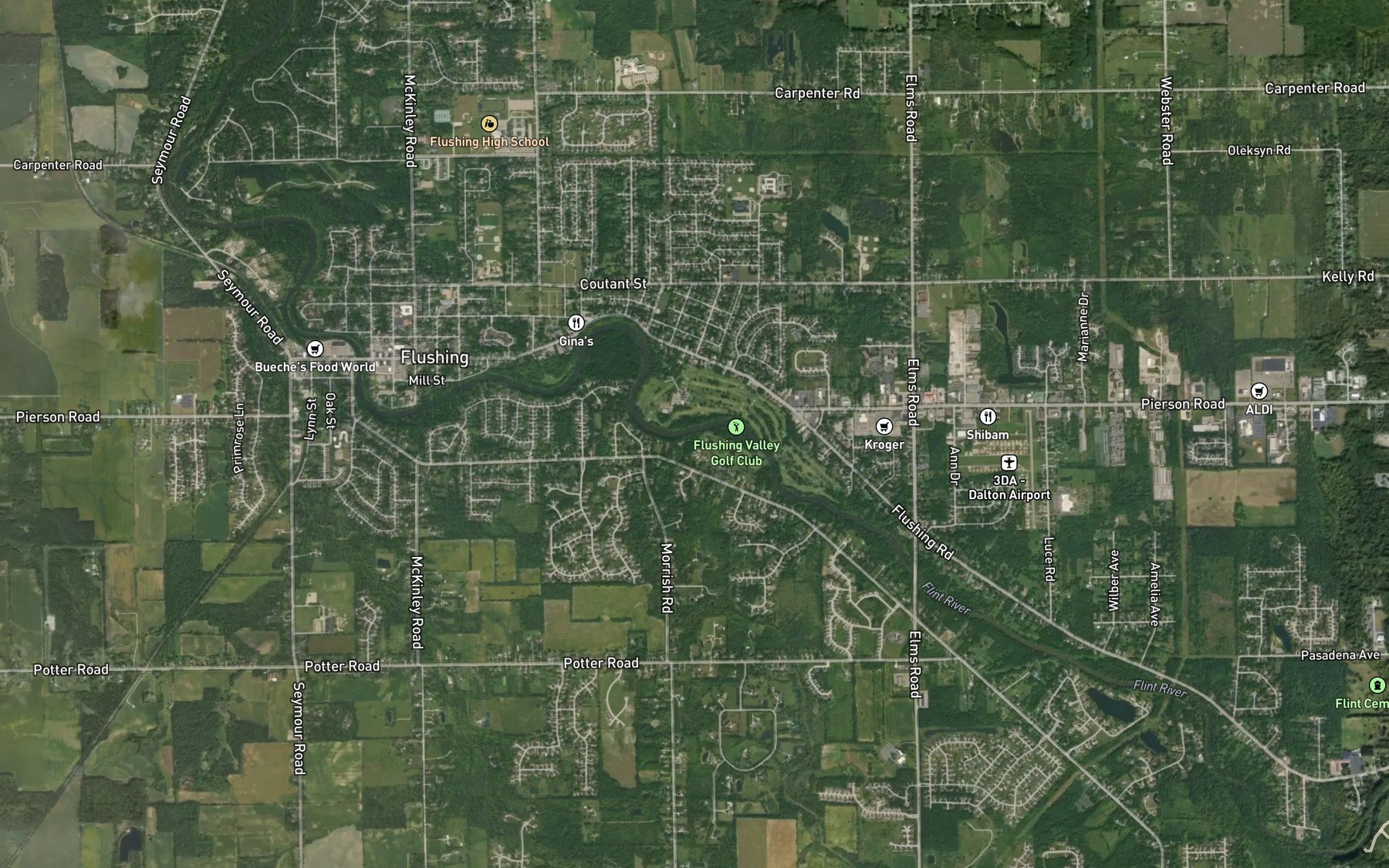 Satellite map of the Pollock Brook
