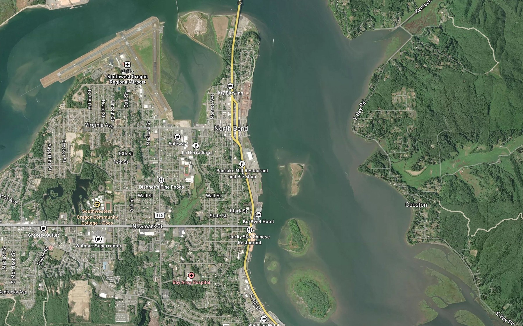 Satellite map of the North Bend Upper Range