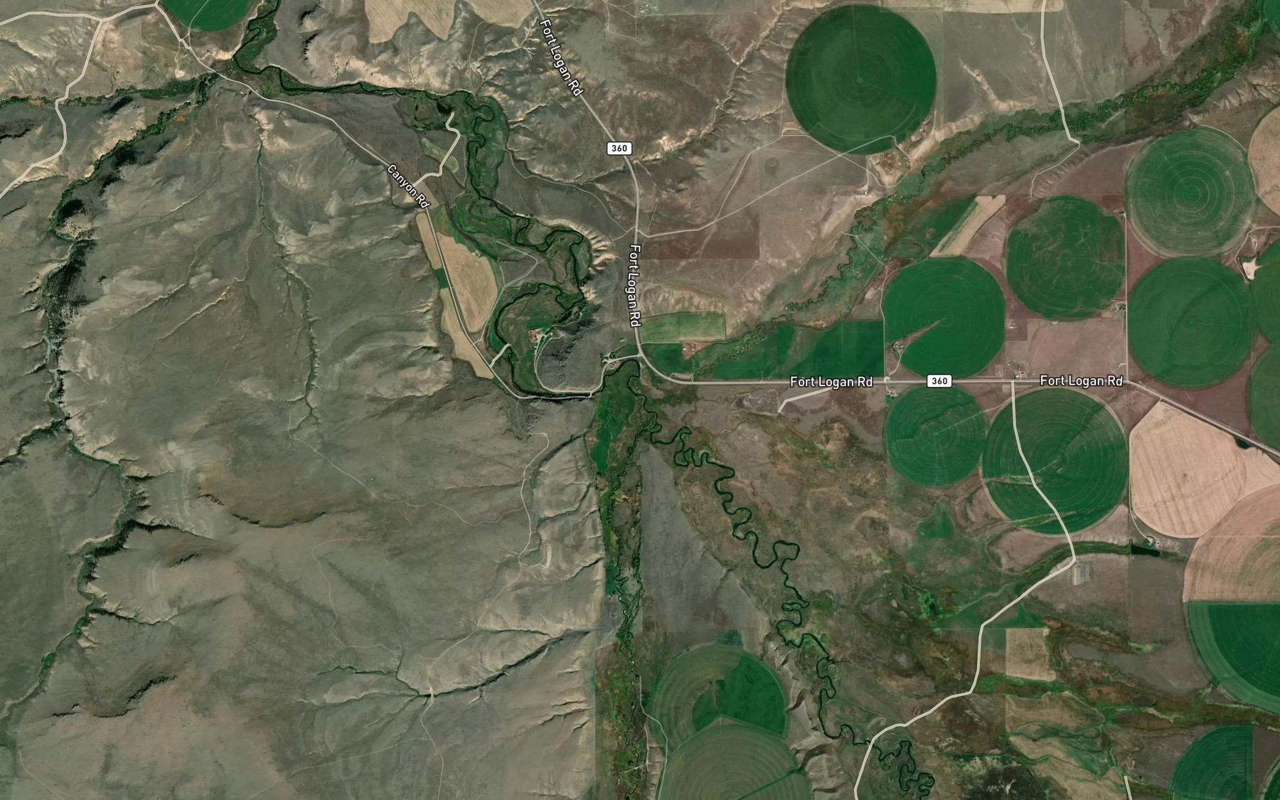 Satellite map of the Newlan Creek