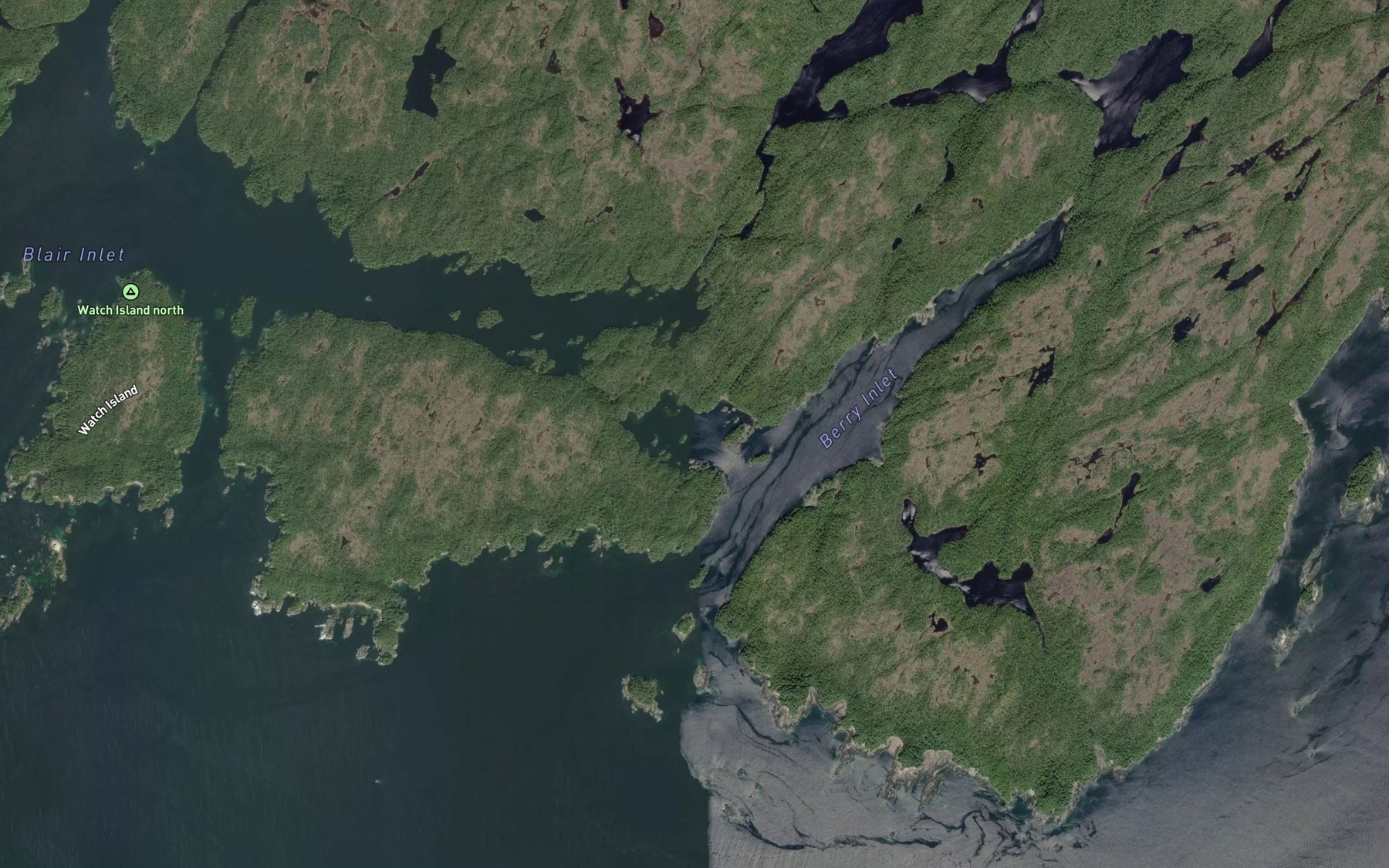 Satellite map of the Mouat Cove