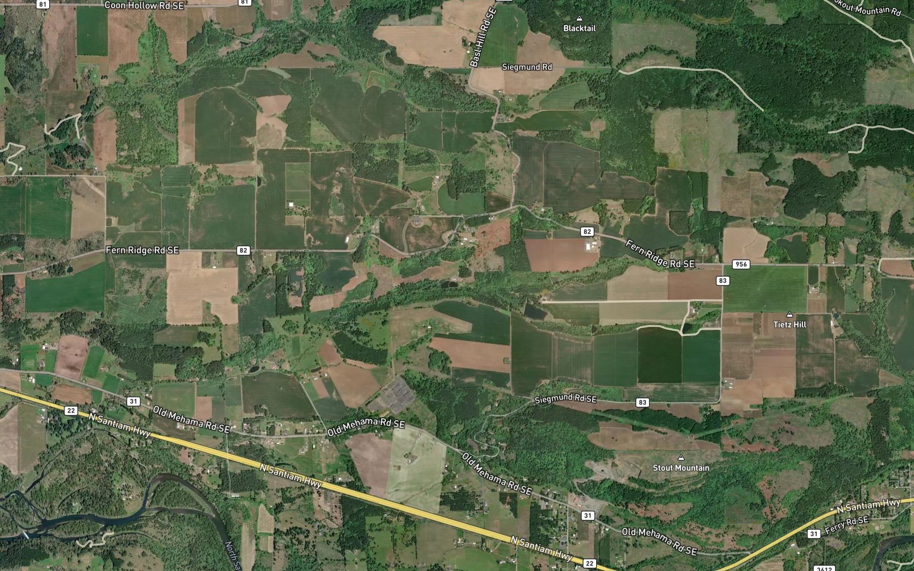 Satellite map of the South Fork Valentine Creek