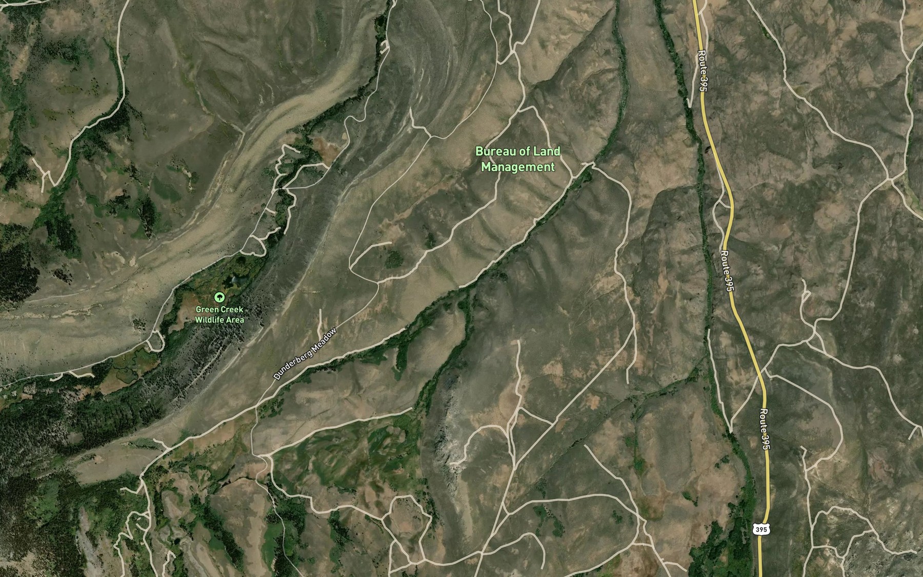 Satellite map of the Dunderberg Creek