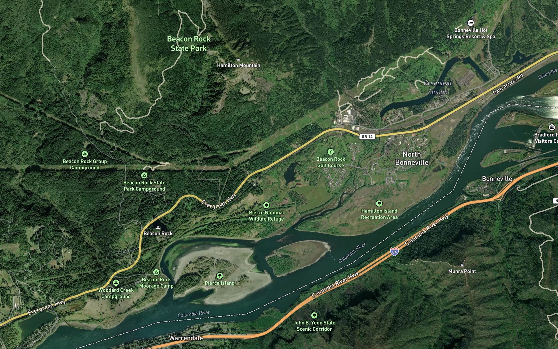 Satellite map of the Hardy Creek
