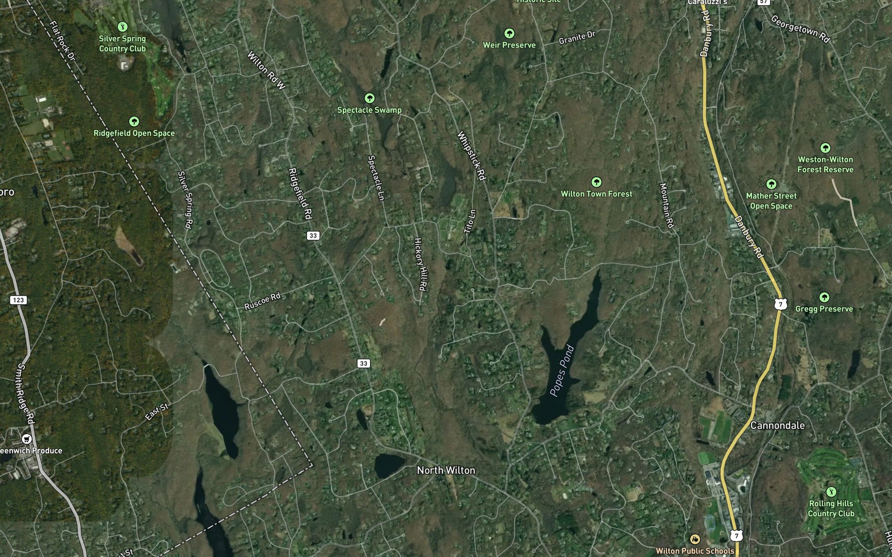 Satellite map of the Spectacle Brook