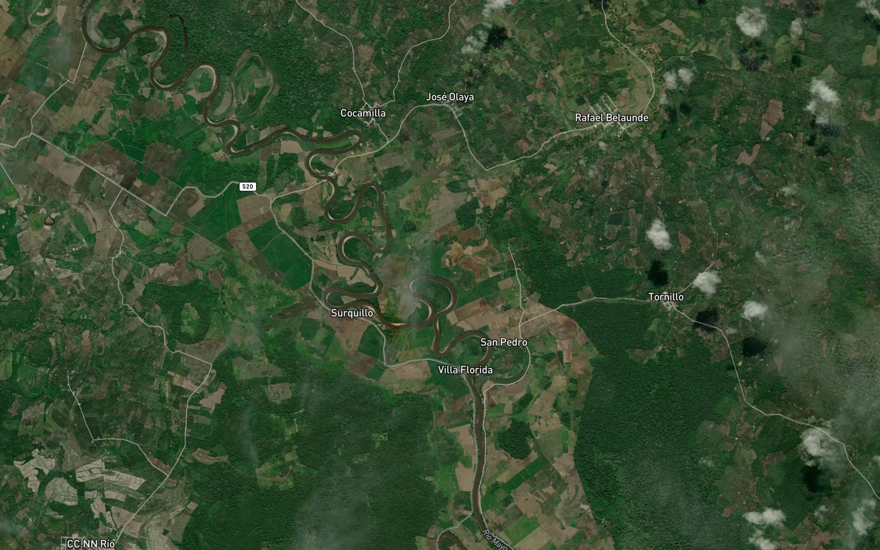 Satellite map of the Rio Tioyacu