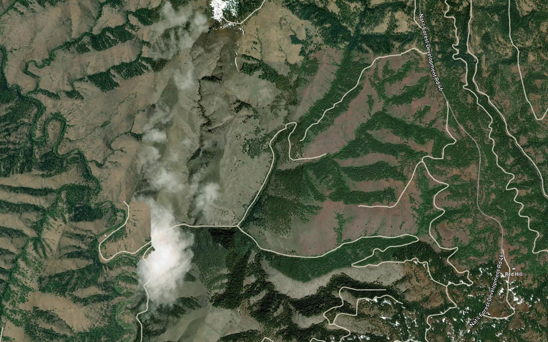 Satellite map of the Two Bit Fork