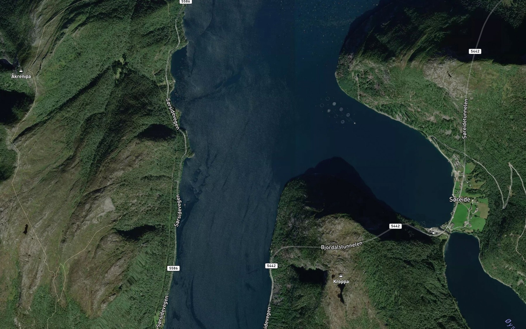 Satellite map of the Fuglesetfjorden