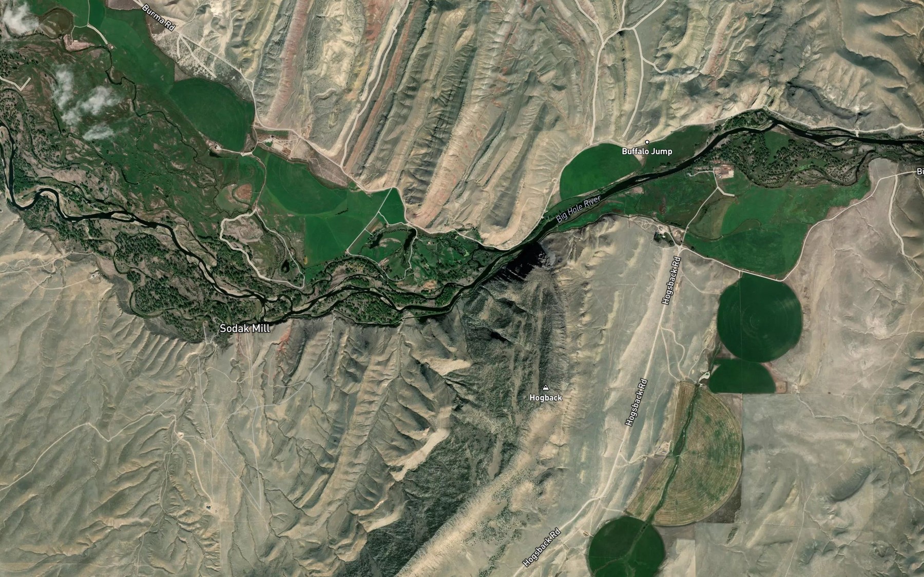 Satellite map of the Stevens Slough