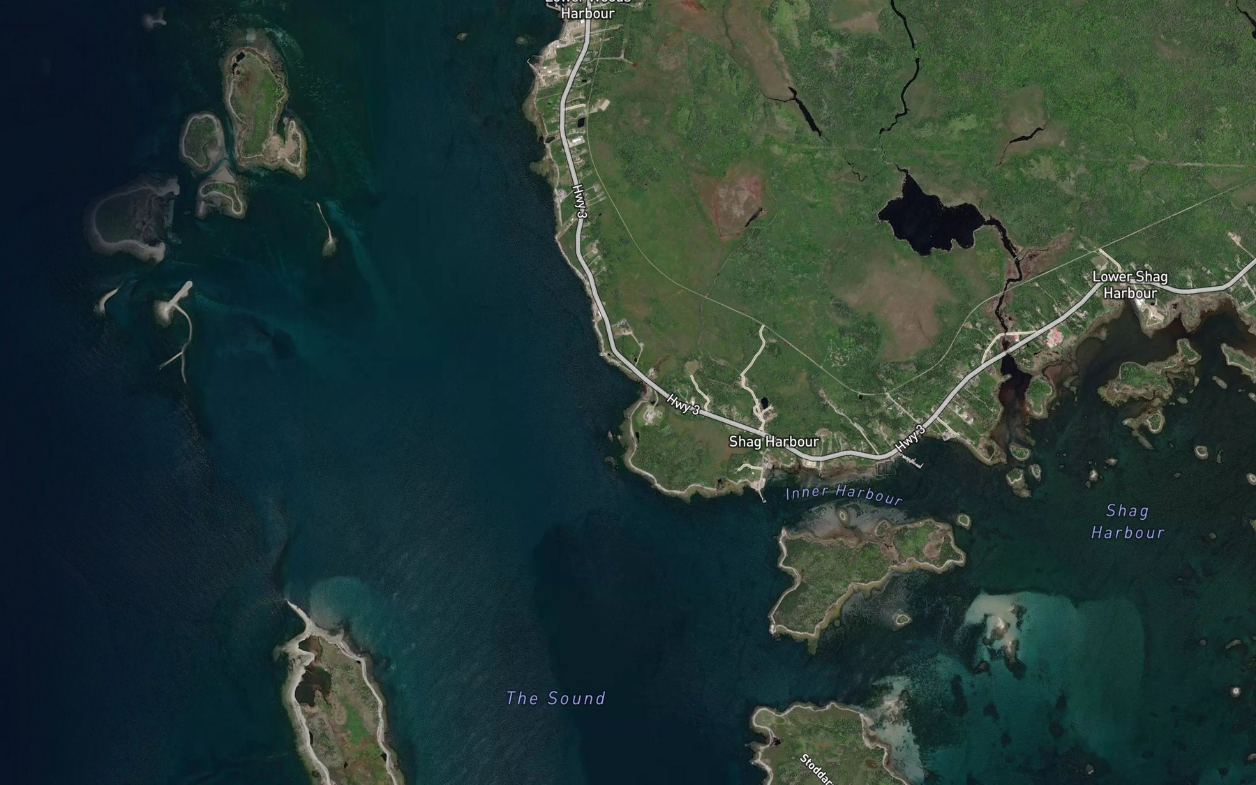 Satellite map of the Camerons Cove