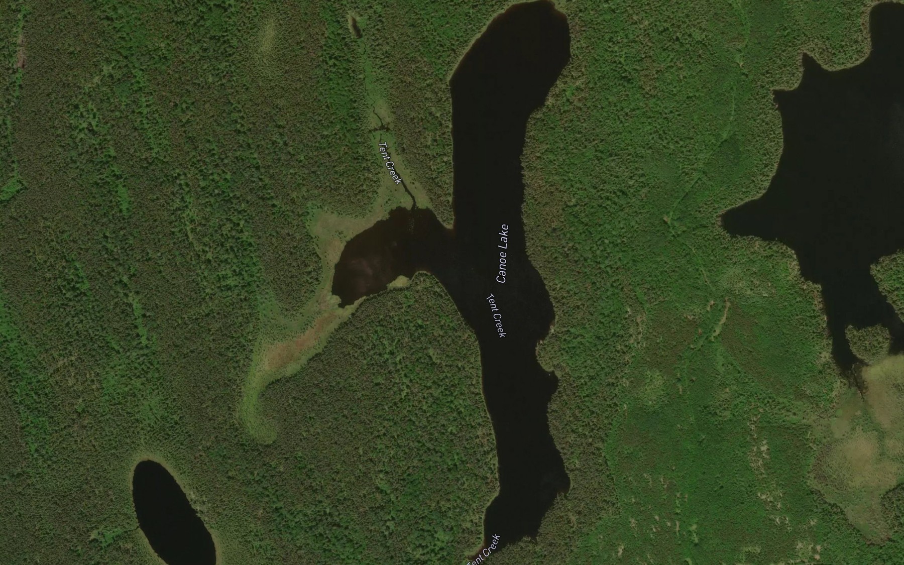 Satellite map of the Canoe Lake