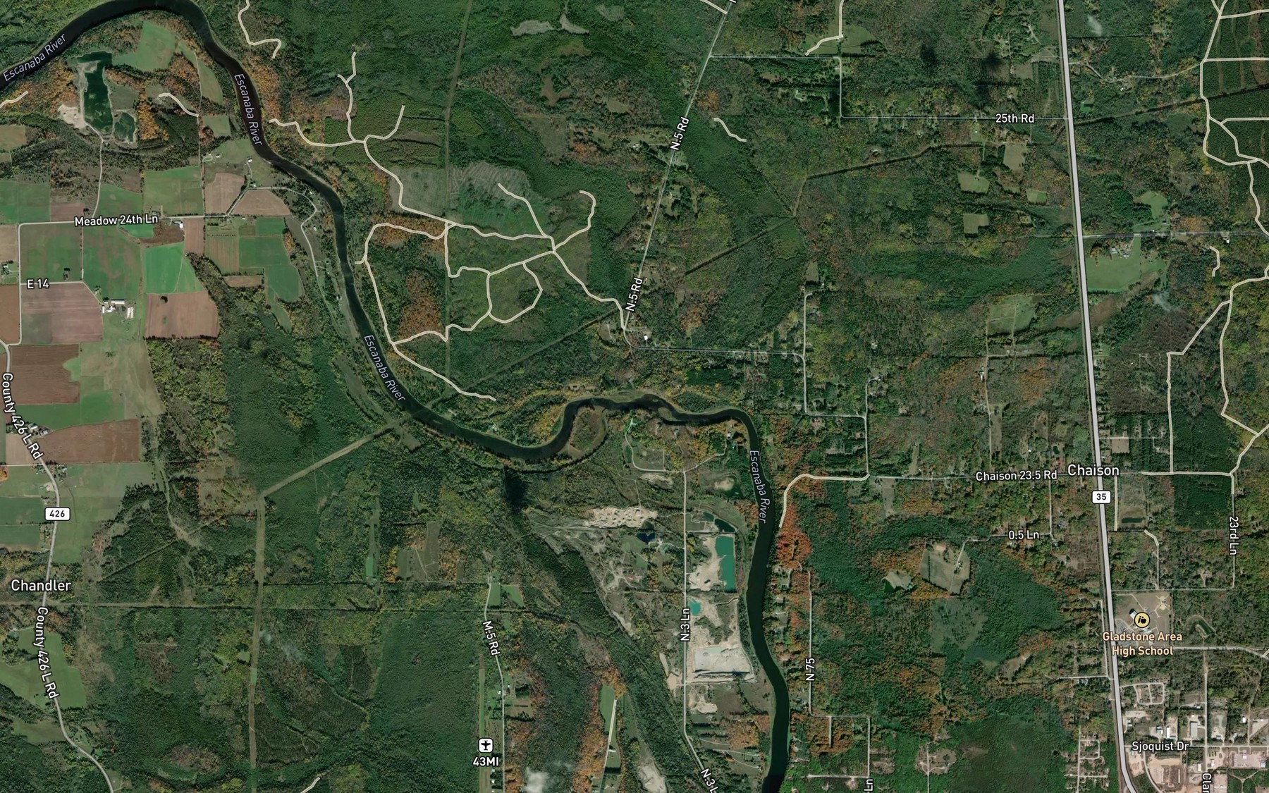 Satellite map of the Silver Creek