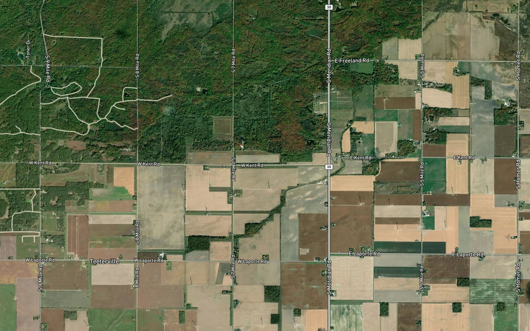 Satellite map of the Dowd Drain