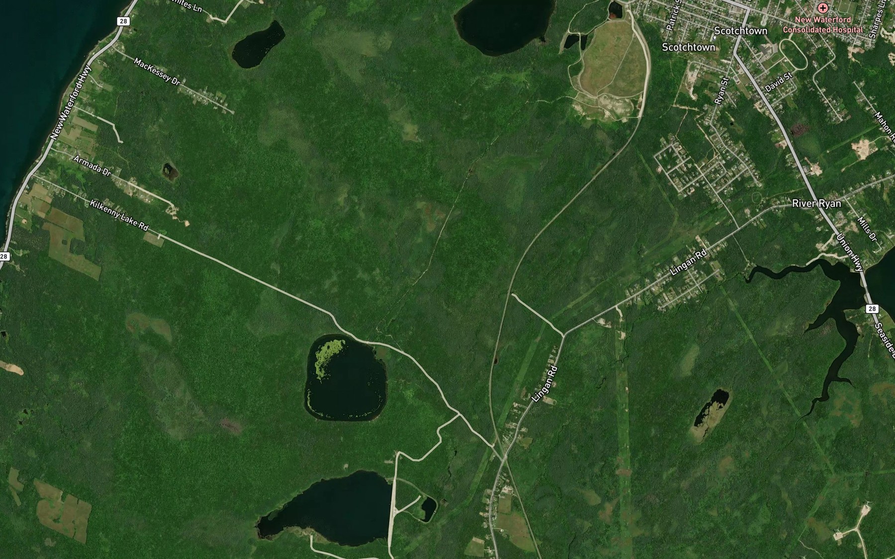 Satellite map of the Kehoe Brook