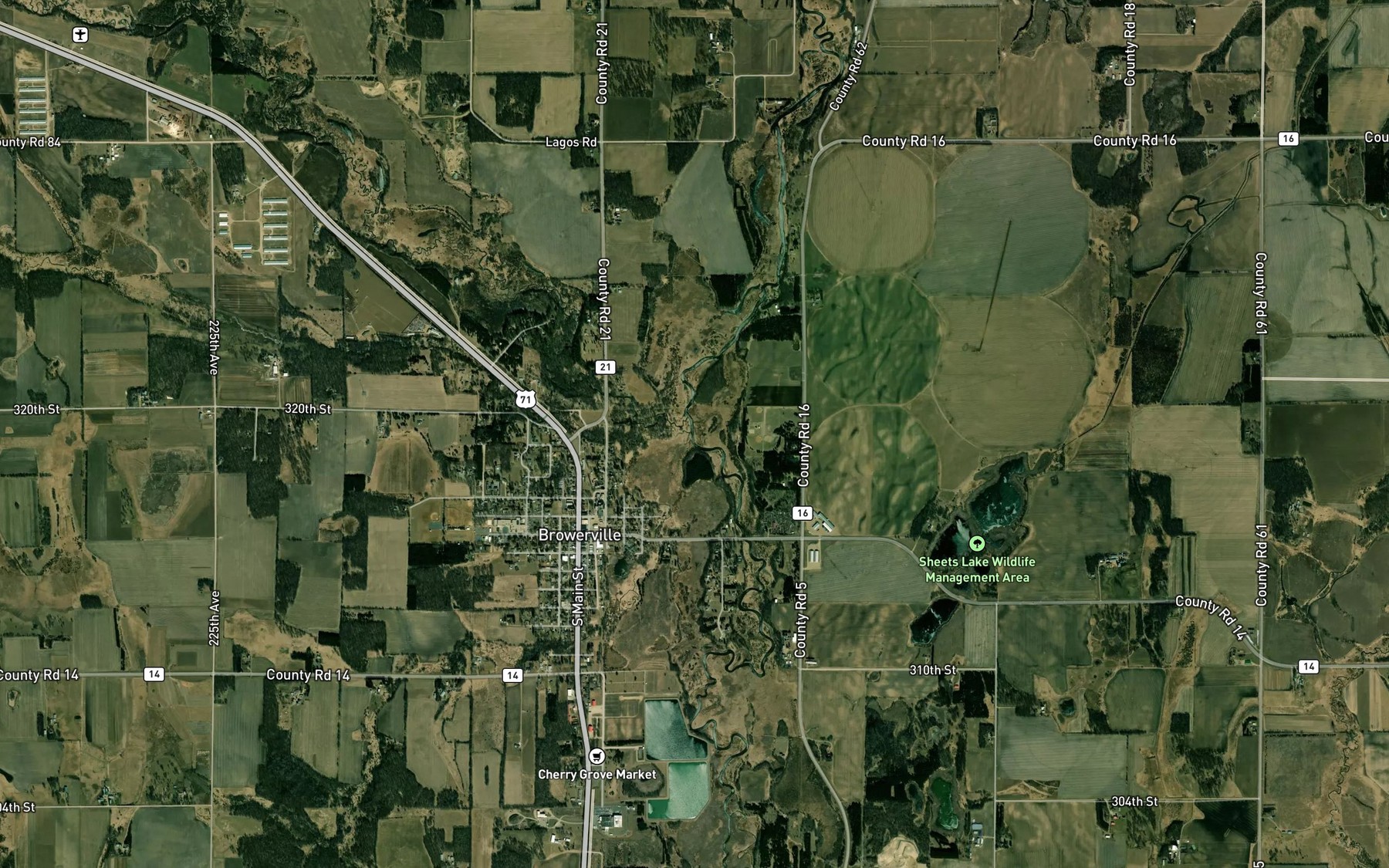Satellite map of the Drayer Creek