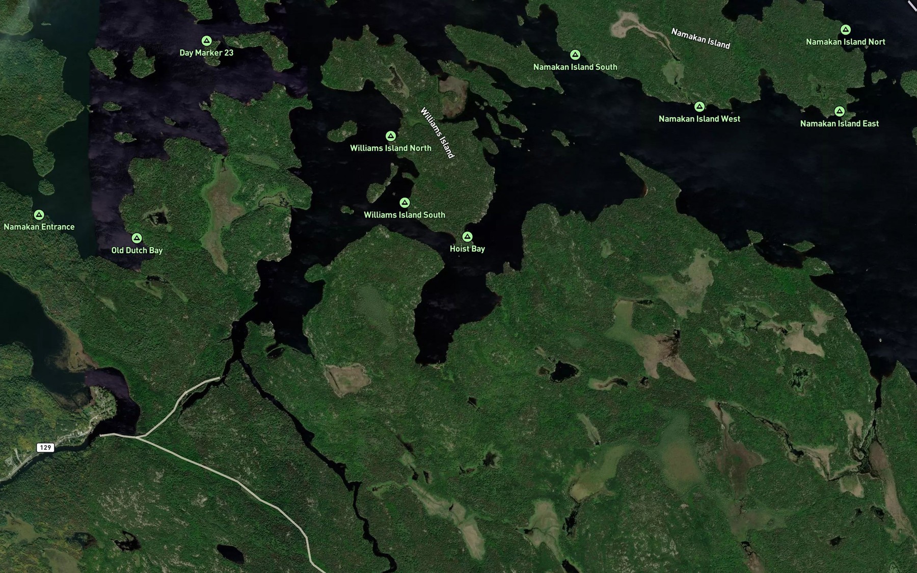 Satellite map of the Hoist Bay