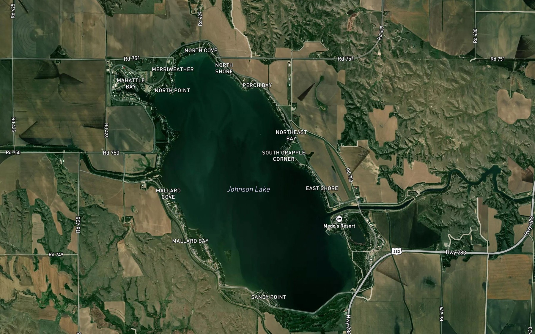 Satellite map of the Kilby Point