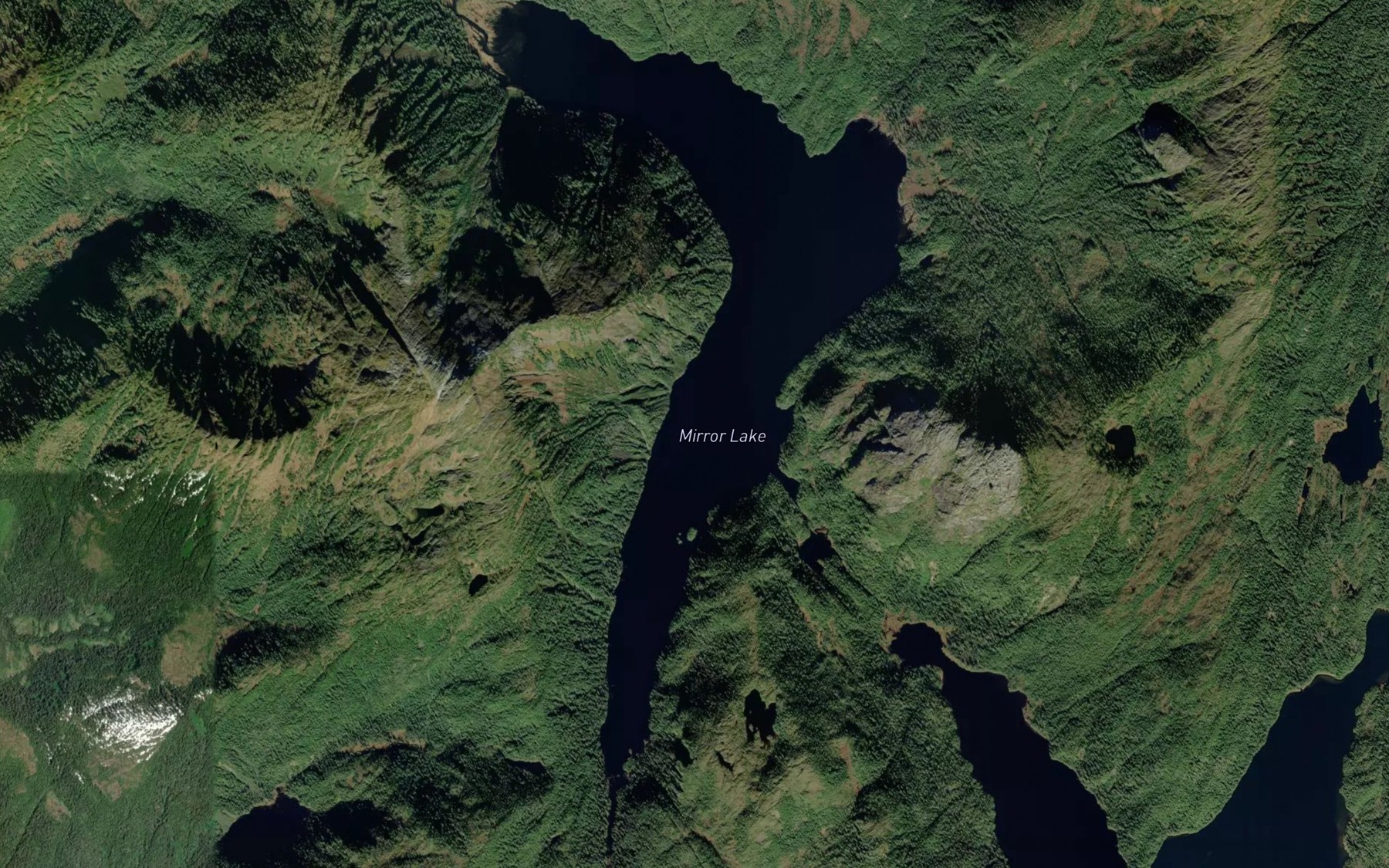 Satellite map of the Mirror Lake