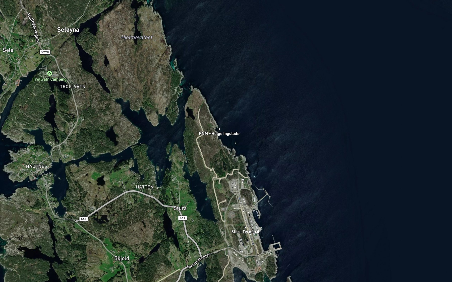 Satellite map of the Nordre Sandviki