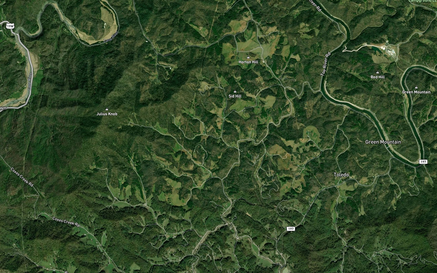 Satellite map of the Parson Branch