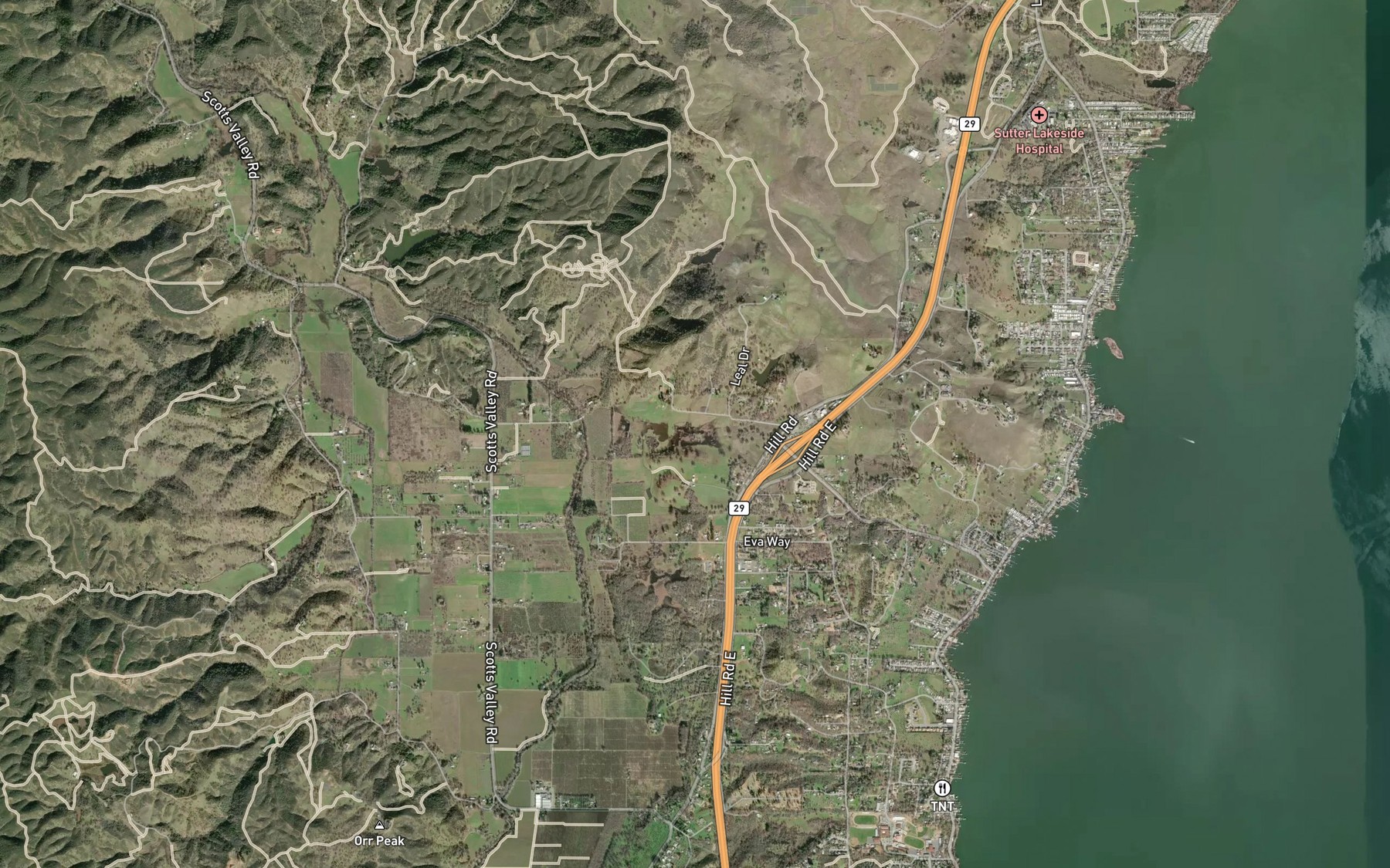 Satellite map of the Eachus Lake