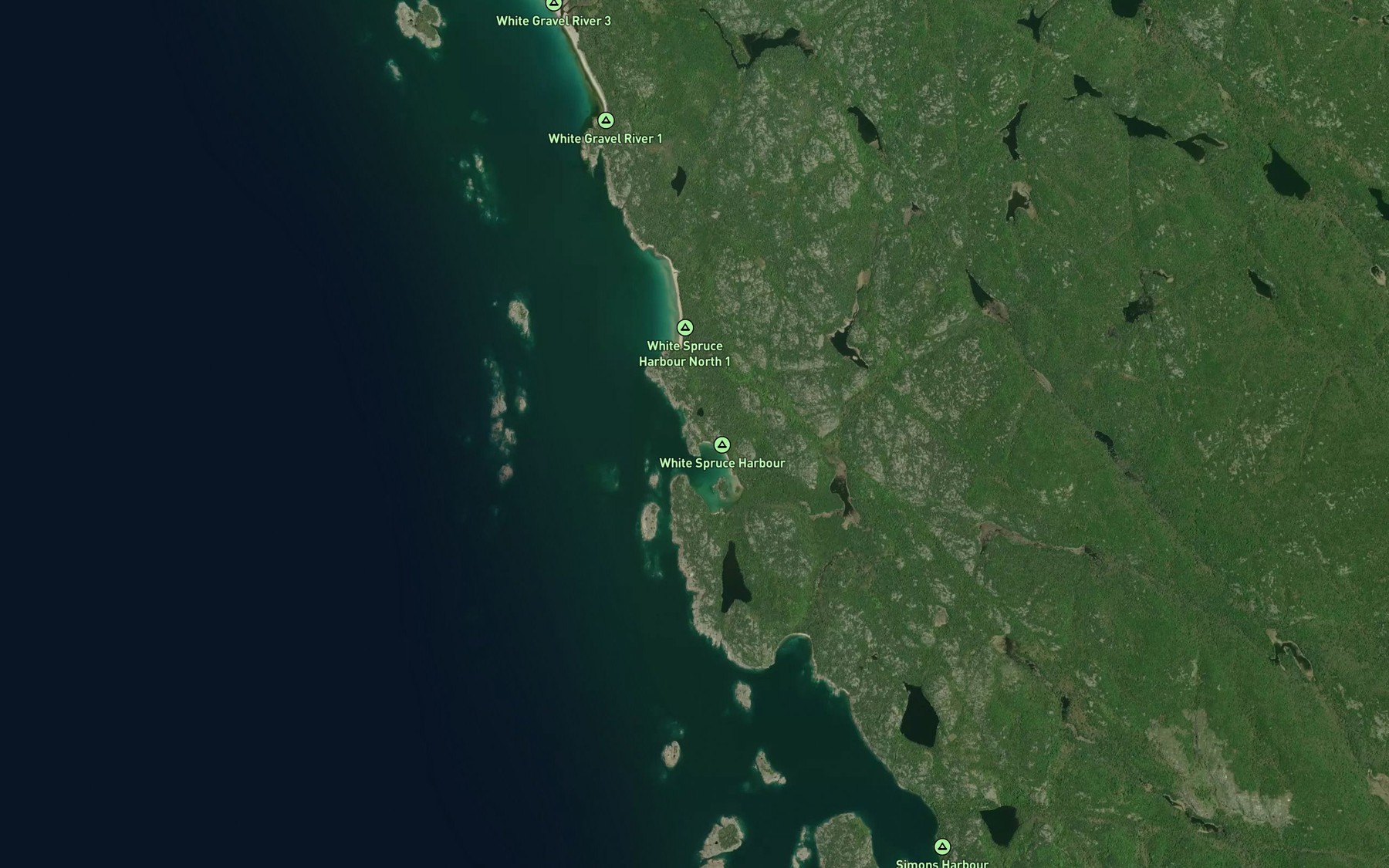 Satellite map of the White Spruce River