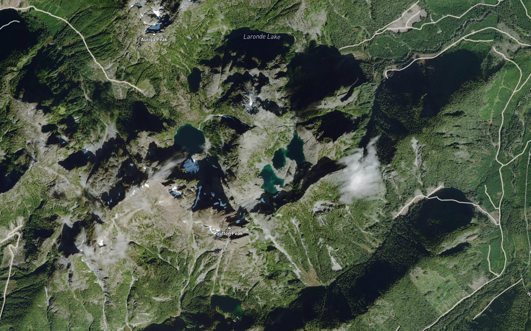 Satellite map of the Williams' Lakes