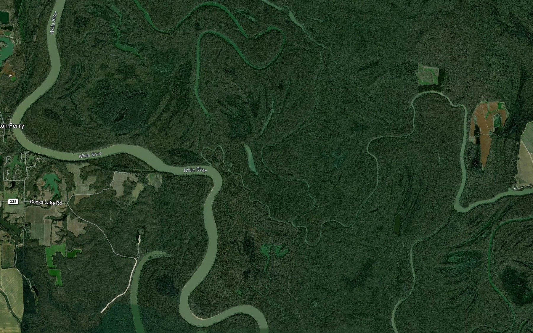 Satellite map of the Green Bayou