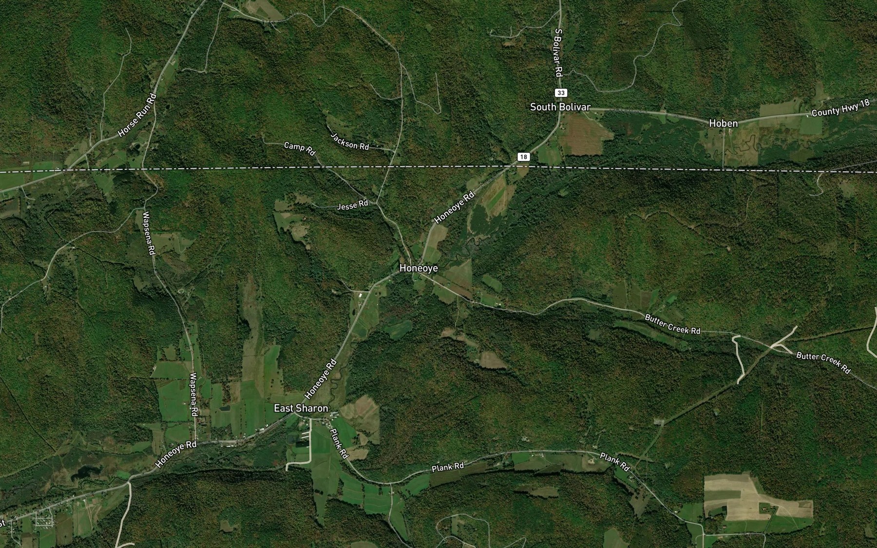 Satellite map of the Butter Creek