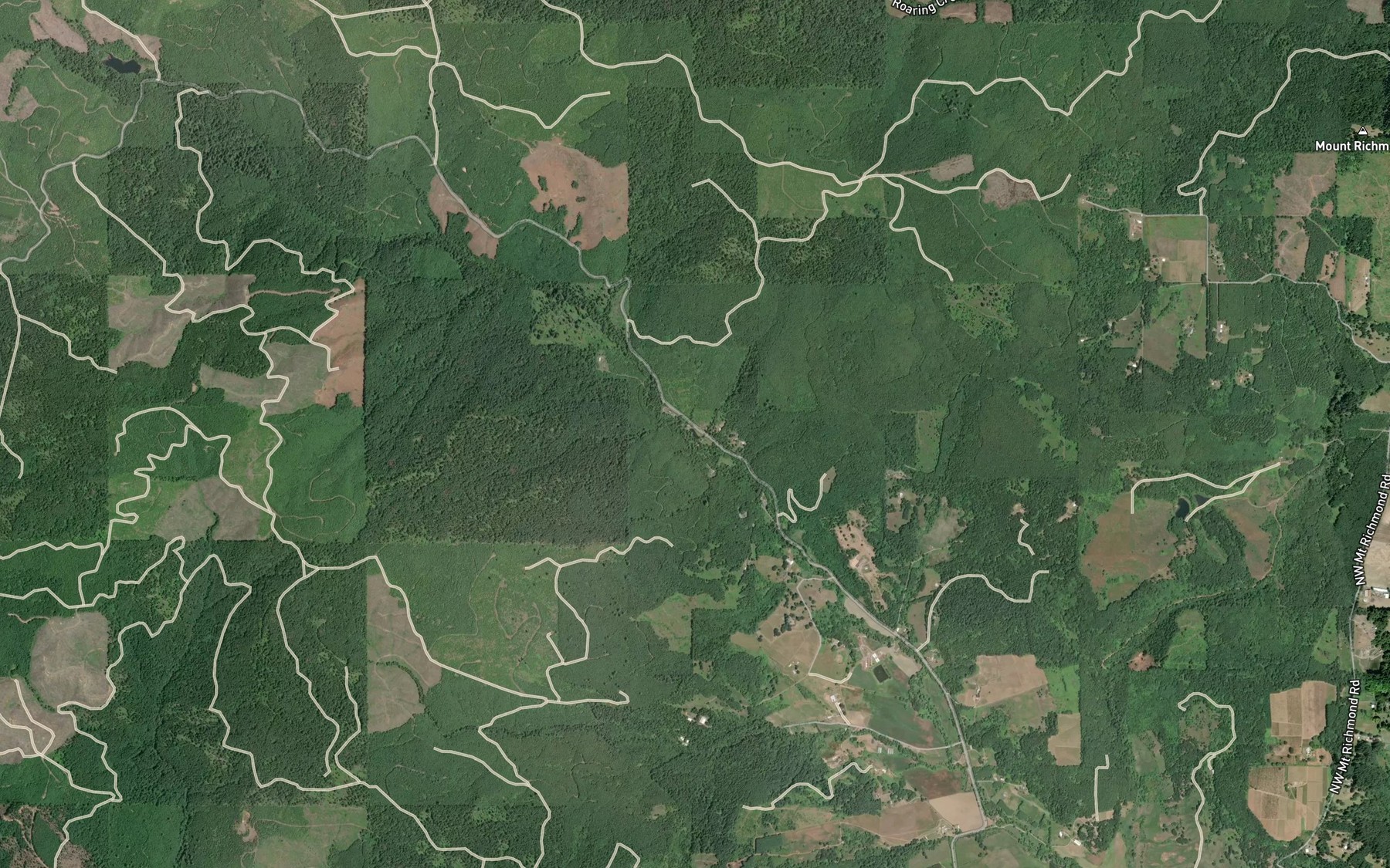 Satellite map of the Yamhill Reservoir