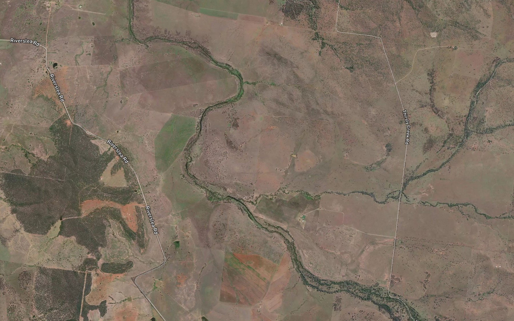 Satellite map of the Thirsty Creek
