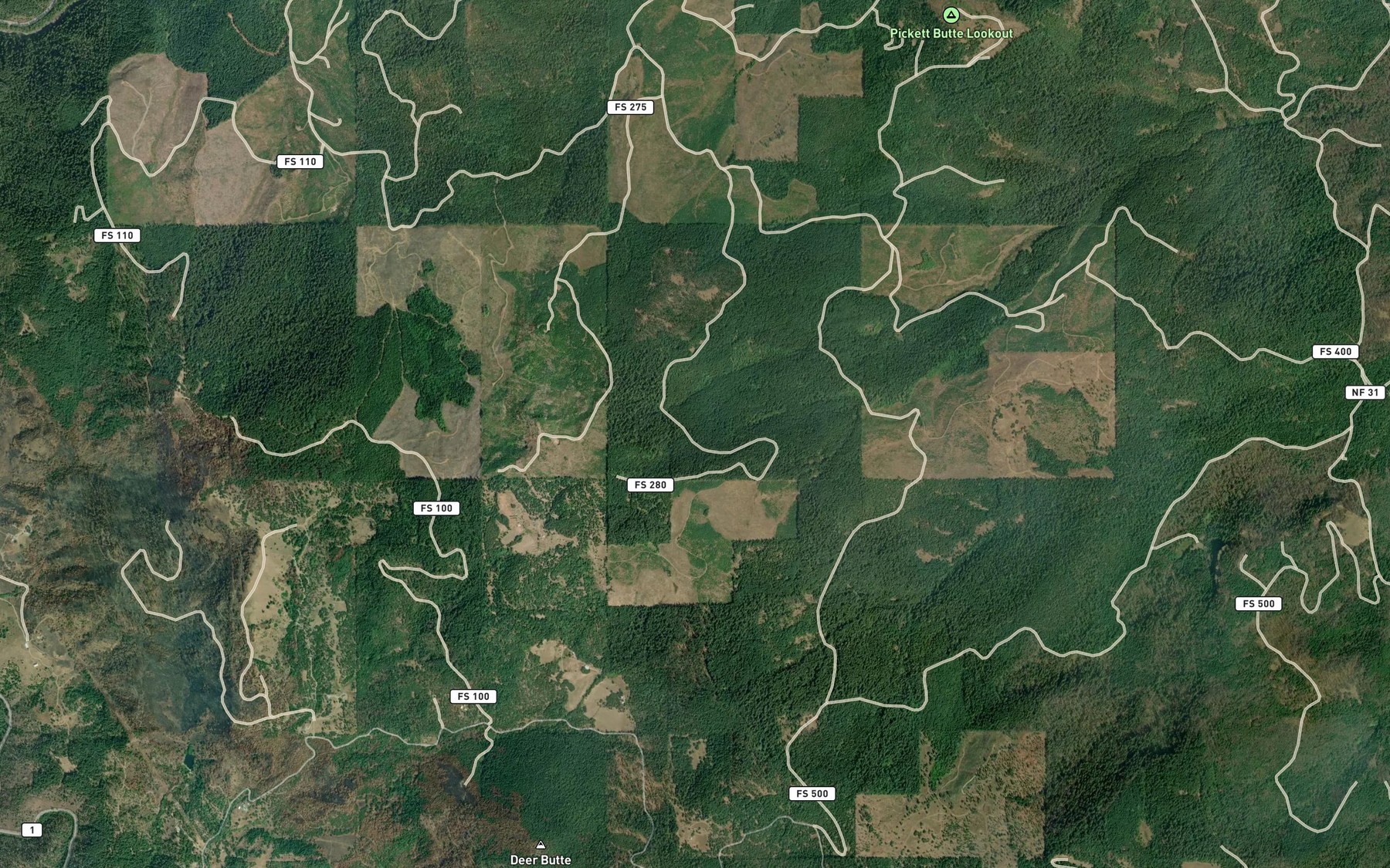 Satellite map of the Cow Creek