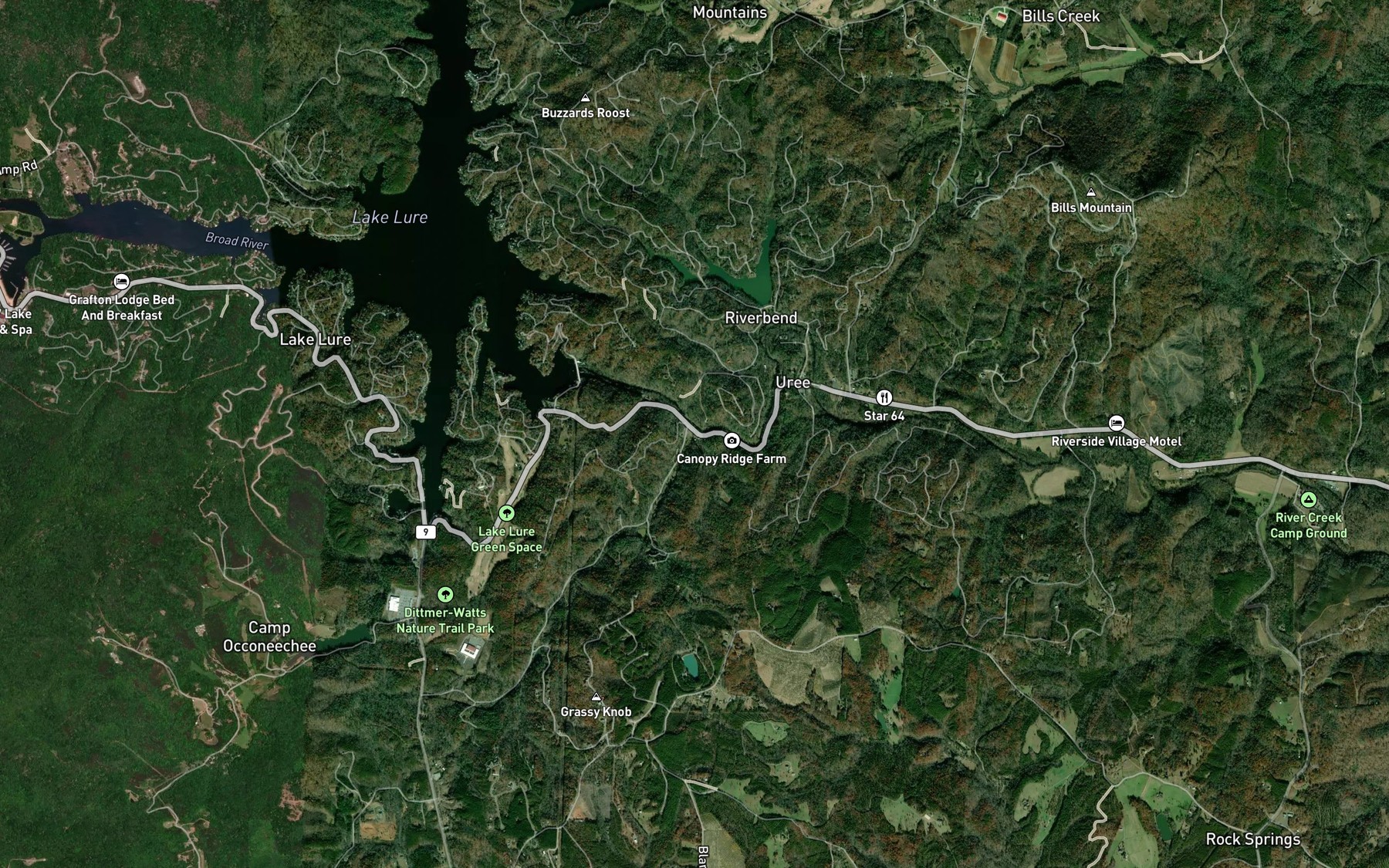 Satellite map of the Island Creek