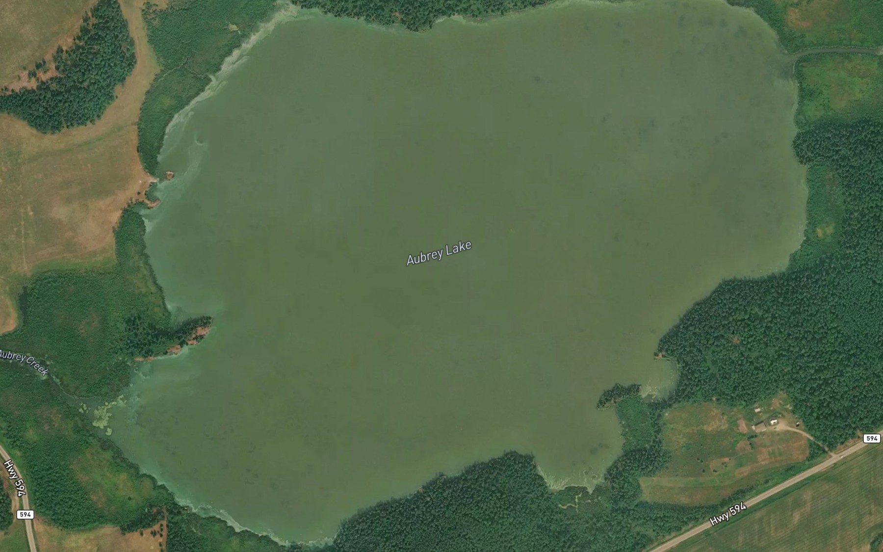 Satellite map of the Aubrey Lake