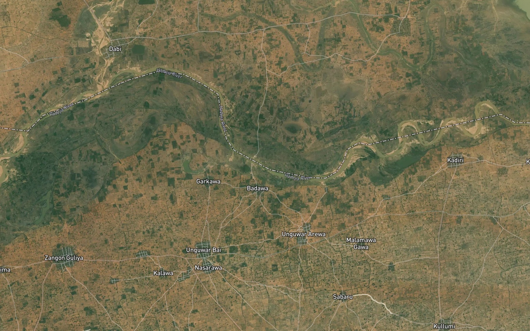 Satellite map of the River Kogin Wudil