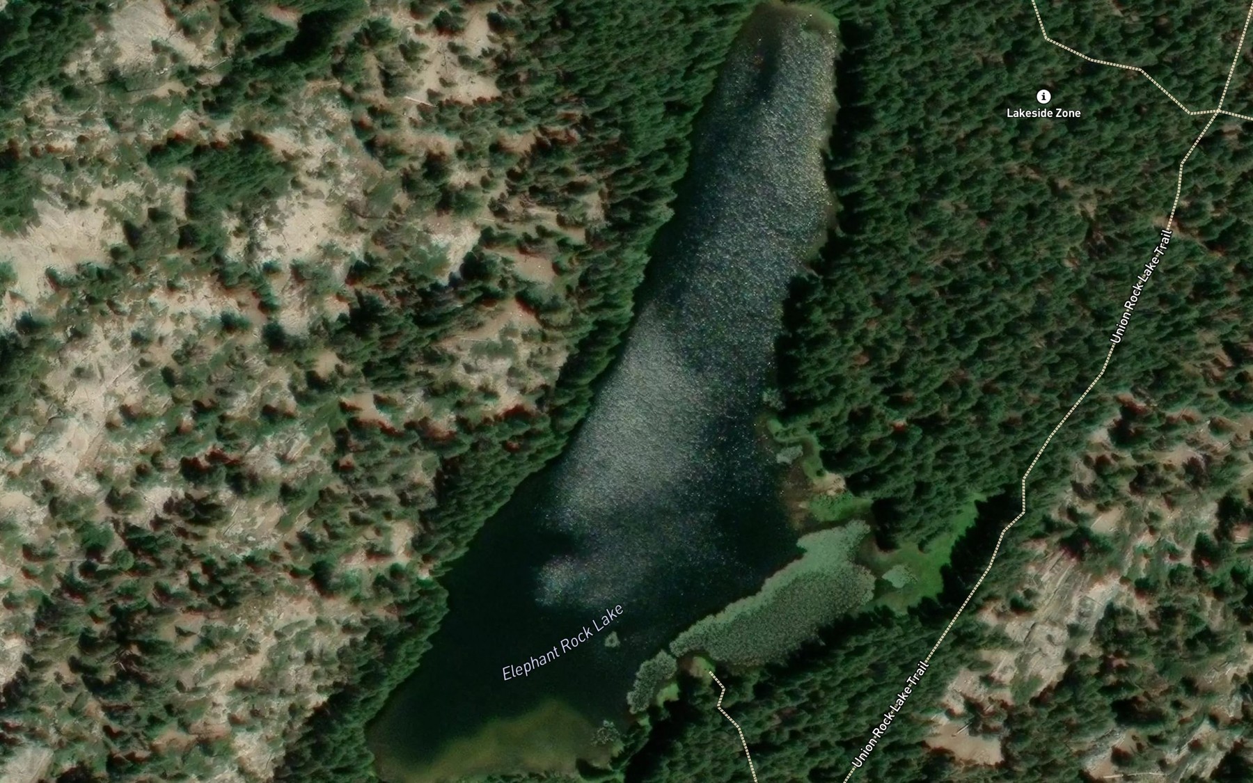 Satellite map of the Elephant Rock Lake