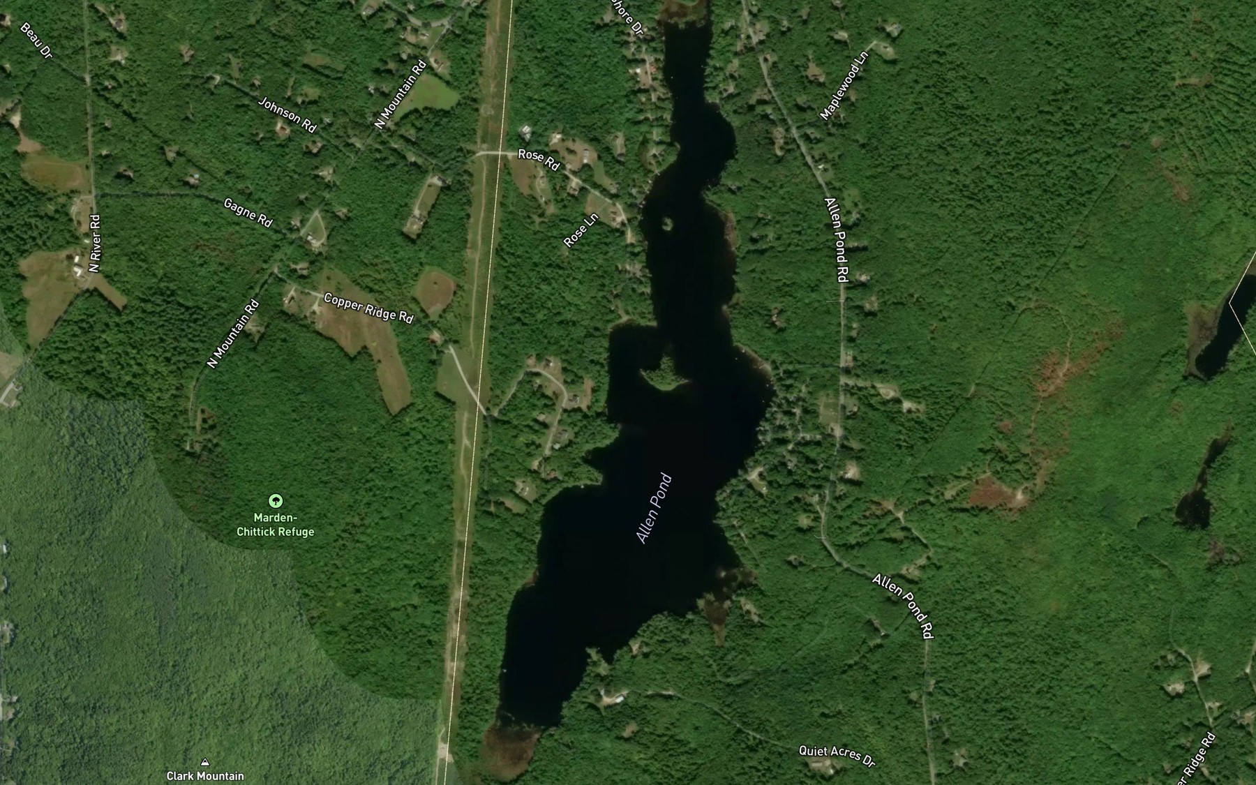 Satellite map of the Allen Pond